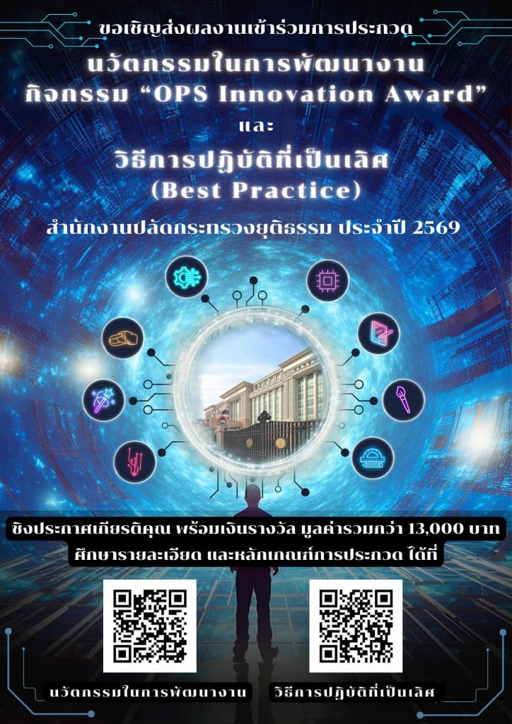 ขอเชิญชวนร่วมส่งผลเข้าร่วมการประกวด นวัตกรรมในการพัฒนางาน กิจกรรม “OPS Innovation Award” และวิธีการปฏิบัติที่เป็นเลิศ (Best Practice) ประจำปี 2569