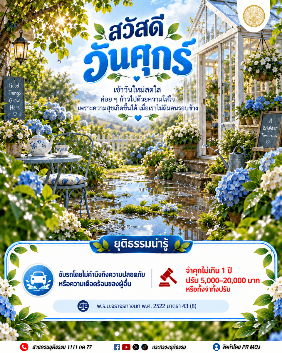 กฎหมายสวัสดี ประจำวันศุกร์ที่ 25 กันยายน 2569