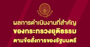 ผลการดำเนินงานที่สำคัญของกระทรวงยุติธรรม เดือนธันวาคม 2562